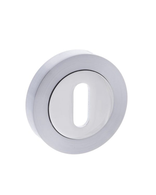 Mediterranean Key Escutcheon - Satin Chrome/Polished Chrome.