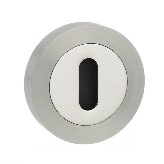 Mediterranean Round Escutcheons - Satin Nickel/Polished Chrome