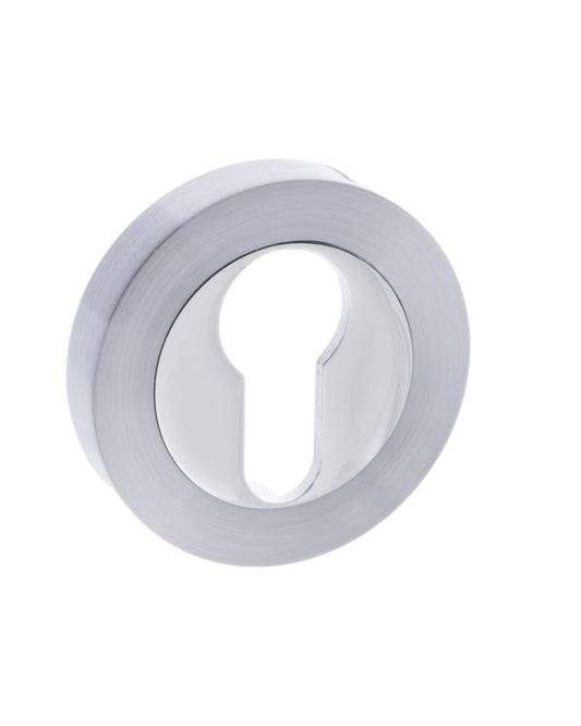 Mediterranean Euro Escutcheon -  Satin Chrome/Polished Chrome