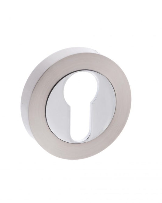 Mediterranean Round Escutcheons - Satin Nickel/Polished Chrome