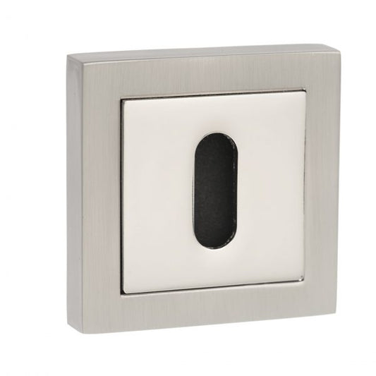 Senza Pari Square Escutcheons - Satin Nickel/Polished Nickel