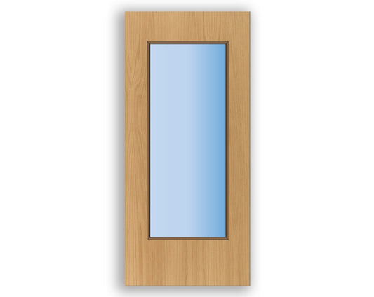 Fully Glazed Vision Panel FD60 Fire - Flush Oak Veneer Doors (Bespoke)