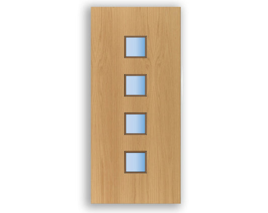 4L Glazed Vision Panel FD60 Fire - Flush Oak Veneer (Bespoke)