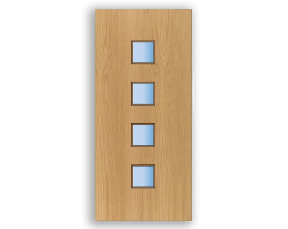 4L Glazed Vision Panel FD30 Fire - Flush Oak Veneer Doors (Bespoke)