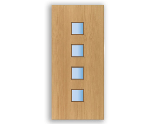 4L Glazed Vision Panel FD30 Fire - Flush Oak Veneer Doors (Bespoke)