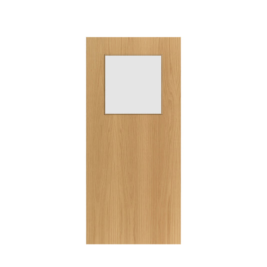 FD30 Fire - Half Glazed Glass Flush Oak Veneer