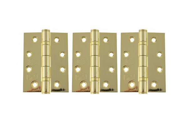 Ball Bearing Hinges - Set of 3 - Polished Brass (Fire Rated)