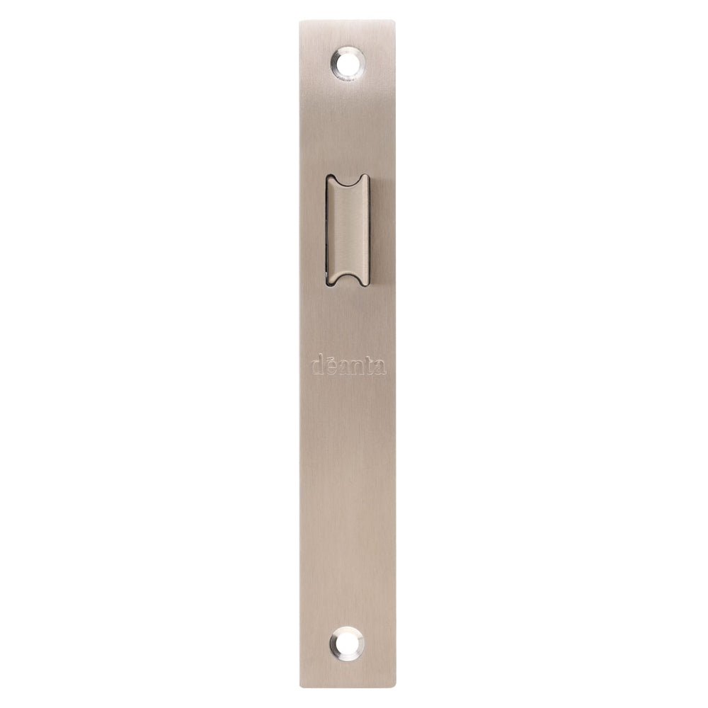Slim Latch Square, Striking Plate & Fixing Screw Satin Steel