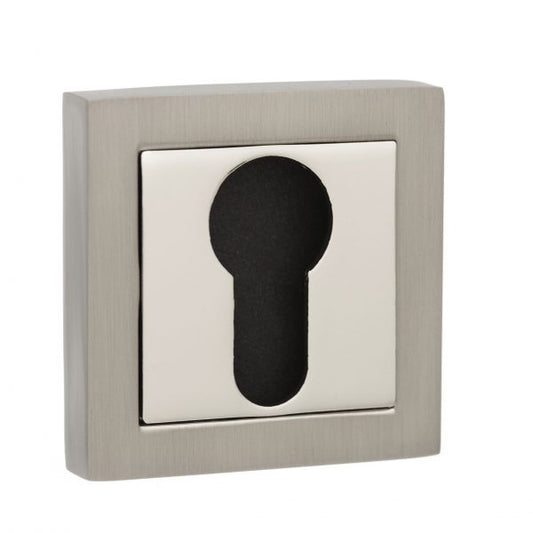 Senza Pari Square Escutcheons - Satin Nickel/Polished Nickel