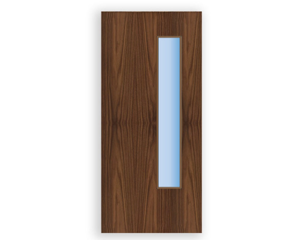 Vision Panel FD30 Fire - Flush Walnut Veneer Doors (Bespoke)