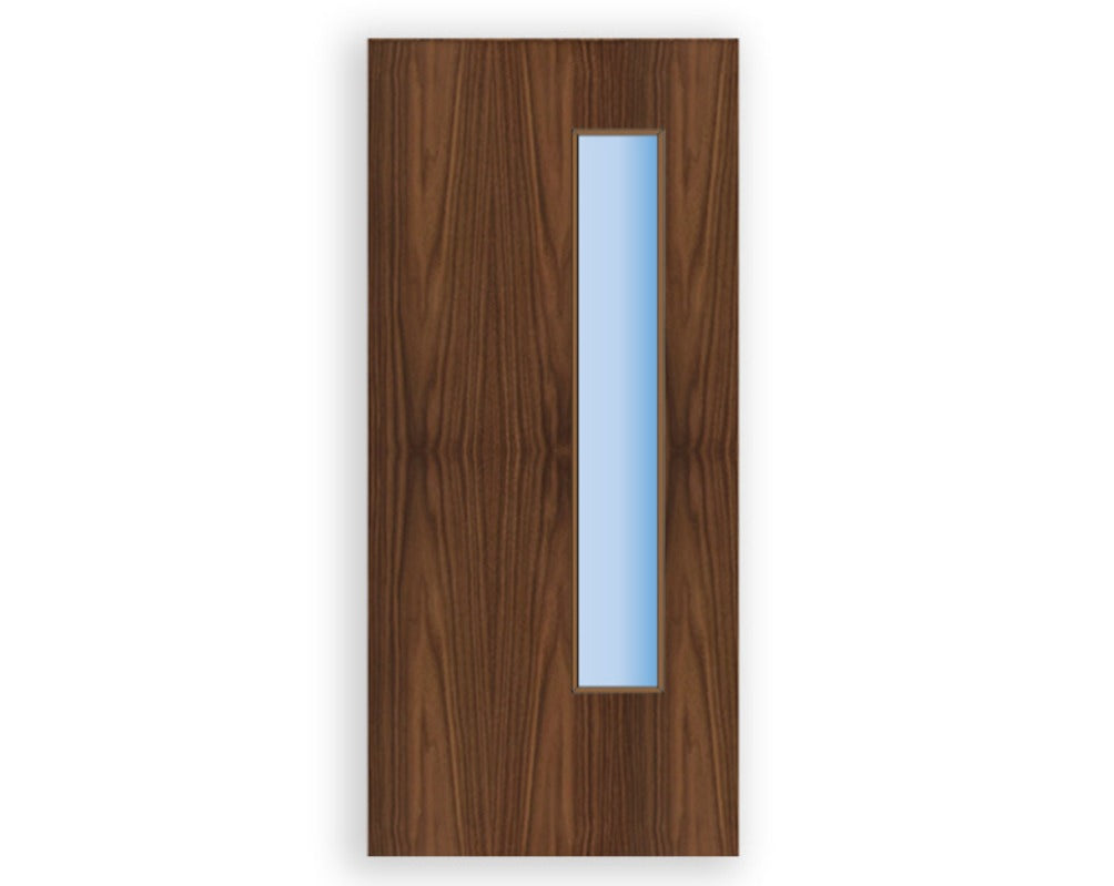 Glazed FD60 Fire - Flush Walnut Veneer