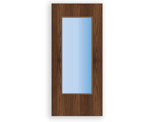 Fully Glazed Vision Panel FD30 Fire - Flush Walnut Veneer Doors (Bespoke)