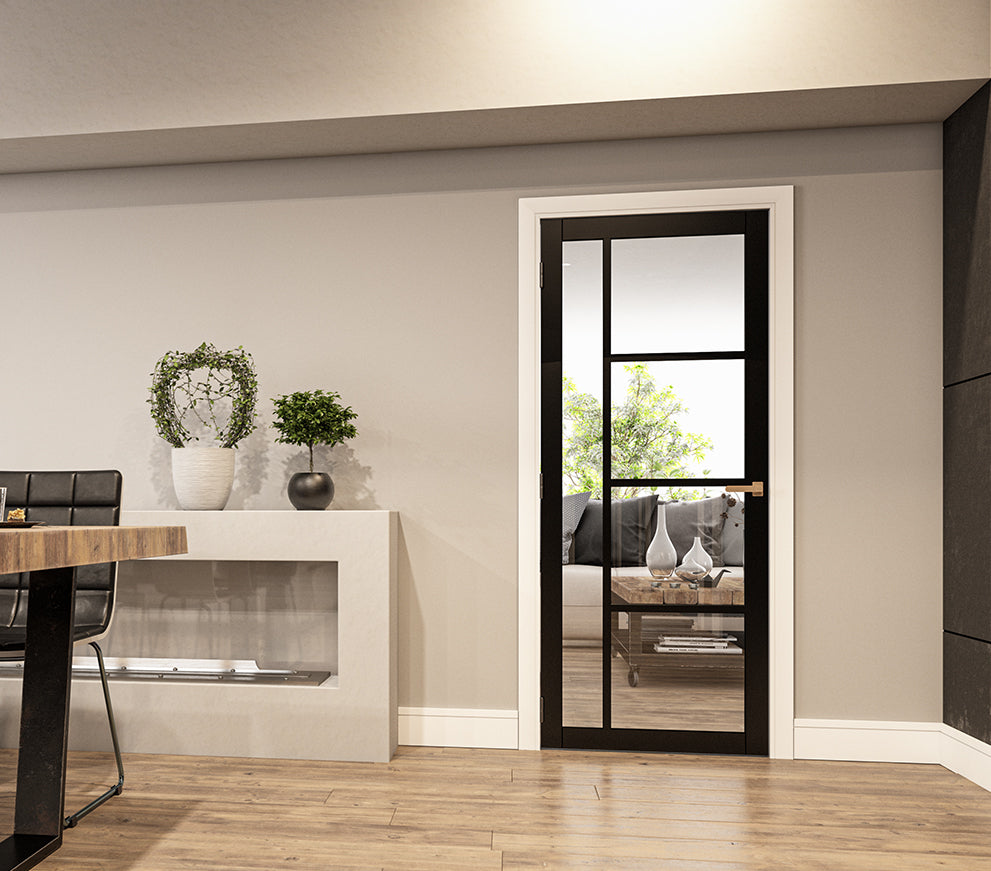 Brixton Clear Glazed Pre-finished Black Doors