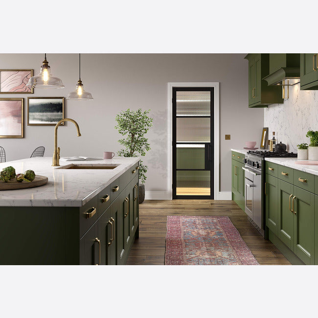 Chelsea Glazed 4L Reeded Black Doors