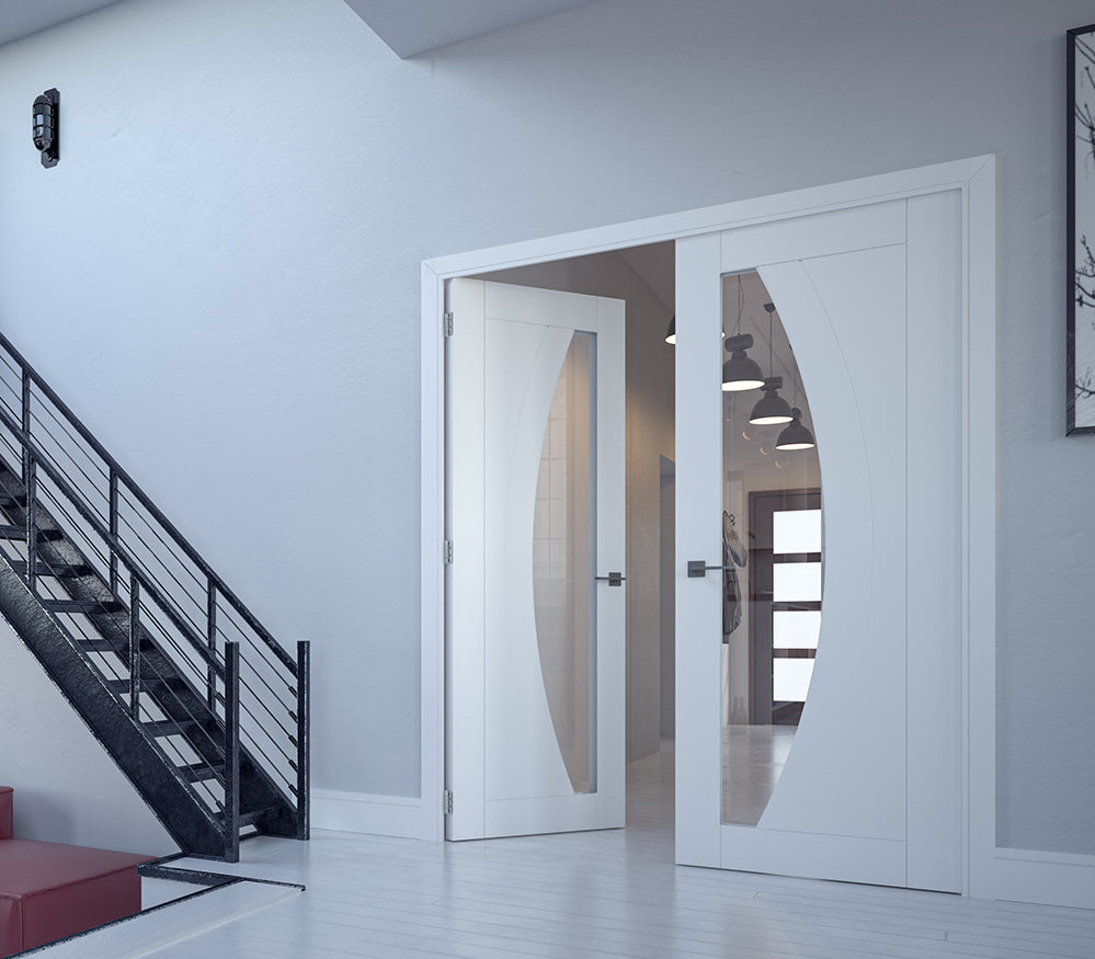 Ravello Glazed White Primed Doors
