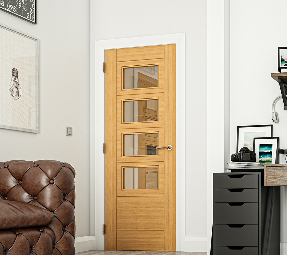 Seville 4L Square Pre-finished Oak Doors