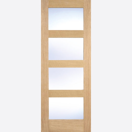 Shaker 4L Glazed Clear Pre-finished Oak Doors